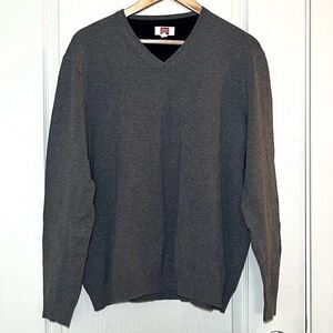 Hudson North Men’s XL Gray V-Neck Sweater, Classic Office Style